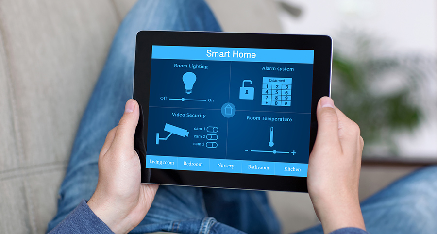 The ability to access and control security components from a mobile device is one of the top smart home trends in Atlanta. Close-up of smart home security app.